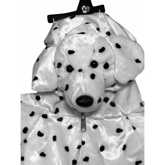 Dalmatian Dog Costume Child Zip-Up One-Piece White Black Spots Cozy Fleece - Picture 7 of 9